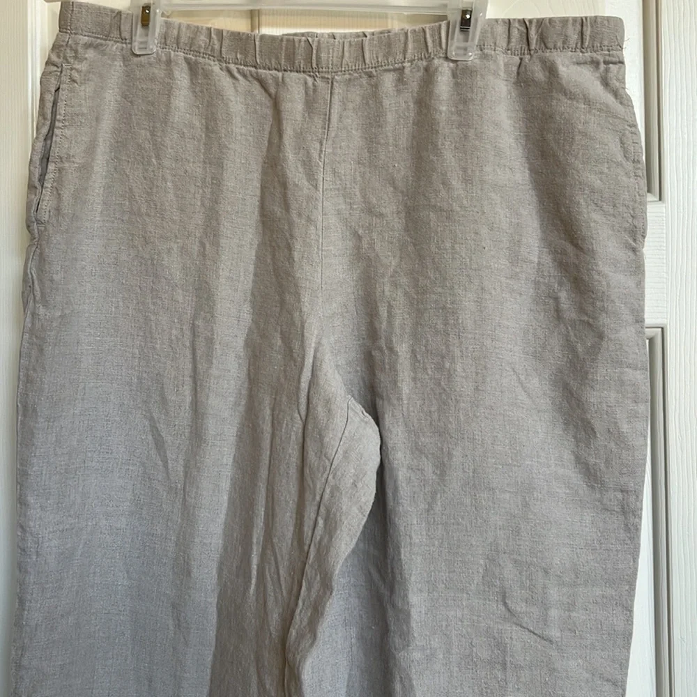 J. Jill Linen Blend Wide-Leg Pants in Light Taupe - Picture 3 of 10